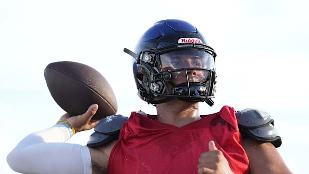 Chandler quarterback Dylan Raiola throws during a scrimmage against Williams Field High in Gilbert.